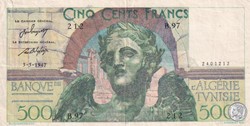 1947 Pick25 500 Francs Banque de l'Algérie / TUNISIE