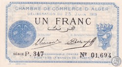 137-12-25/6/1919 Alger 1 Franc Cdc.(7)