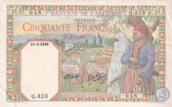 1940 Pick84a.14 50 Franc algérien Sup
