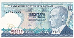 500 Türk Lirası Türkiye Cumhuriyet Merkez Bankası L. 1970 Unc Pick 195(1)