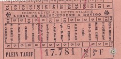 Ticket tramway d'Alger début XXe "Tramways / Chemins de Fer sur routes d'Algérie / St Eugène -> Rovi