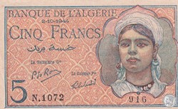 1944 Pick 94b 5 Franc algérien (4)Unc