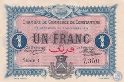 140-10- 7/11/1916 Constantine 1 Franc Cdc Séries 1