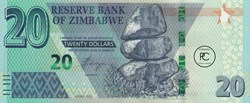 2020 Pick104a 20 Z$ - Dollar du Zimbabwe Unc
