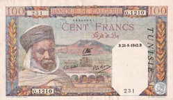 1942 Pick13 100 F - Franc tunisien TTB