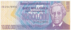 1990 Pick 166 10.000.000 Córdobas Banco Central de Nicaragua Unc