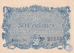 140-33- 12/10/1921 Constantine 50 Centimes Cdc Séries C23