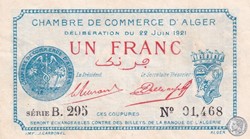 137-20-22/6/1921 Alger 1 Franc Cdc.(2)