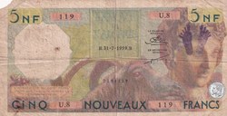 1959 Pick118a 119 5 Franc algérien TB