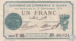 137-4-3/9/1914 Alger 1 Franc Cdc. (2)