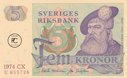 1974 Pick 51c 5 Kronor Sveriges Riksbank Unc