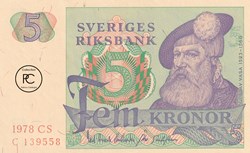 1978 Pick 51d 5 Kronor Sveriges Riksbank Unc