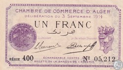 137-1 -3/9/1914 Alger 1 Franc Cdc. (7)