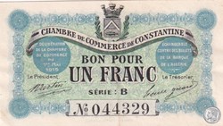 140-4- 1/5/1915 Constantine 1 Franc Cdc Séries B