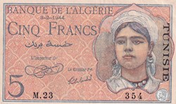 1944 Pick15a M-23 5 F - Franc tunisien Spl