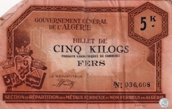 * Bon 5 Kilogs Fers Gouvernement Général Algérie  1942