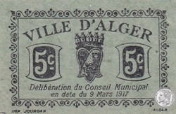 Ville d'Alger- 9/3/1917  5 Centimes Vert (1)