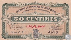 140-6- 7/11/1916 Constantine 50 Centimes Cdc Séries C3