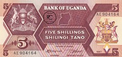 1987 Pick27 5 Sh - Shilling ougandais Unc