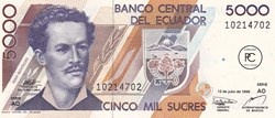 1999 Pick128c.3 5 000 S/. - Sucre équatorien Unc