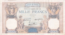 1939 Pick90c.6 1 000 ₣ - Franc français TTB+