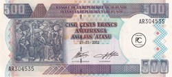 2003 Pick38c 500 FBu - Franc burundais Unc