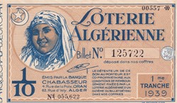 Loterie Algérienne 1/10éme   1ere Tranche 1939
