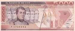 1989 Pick 88c Serie KP 5.000 Pesos Banco de México Unc