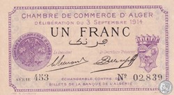 137-1 -3/9/1914 Alger 1 Franc Cdc. (9)