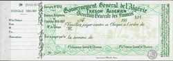 TRÉSOR ALGÉRIEN Chèque vierge avec souche Exercice 1956 - 1957 Très bon état