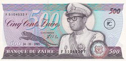 1985   Pick30b 500 Ƶ - Zaïre zairéen Unc