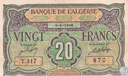 1948 Pick22a 20 Franc algérien 4-6-1948 Sup