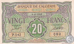 1948 Pick22a 20 Franc algérien 4-6-1948 Sup