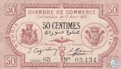 139-1- 17/4/1915 Bougie Sétif 50 cts Cdc Séries 65