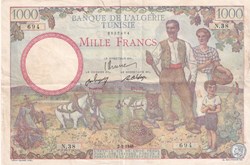 1946 Pick26.2 1 000 F - Franc tunisien TTB