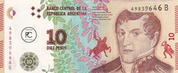 2016 Pick360a 10 $ - Peso argentin Unc