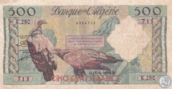 1958 Pick117 500 Francs Banque de l'Algérie TTB