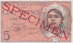 1944 Pick 94s 5 Franc algérien Unc Spécimen (2)
