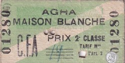 ALGÉRIE - Ticket de Tramway 3è Classe ( Militaires ) Agha/ Maison Blanche