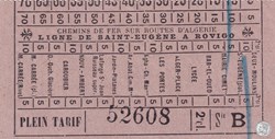 Ticket billet tramway d'Alger "Chemins de Fer sur routes d'Algérie / Ligne St Eugène à Rovigo"