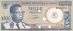 1964 Pick8b 1 000 FC - Franc congolais Unc