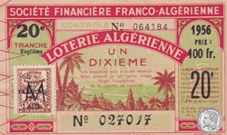 Loterie Franco Algérienne 1/10 éme 20éme Tranche  1956