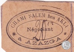 AZAZGA, CHAMI SALEM BEN AKLI 0,20(F) - 20 centimes carton Beige