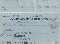 Chèque Compagnie Algérienne 1