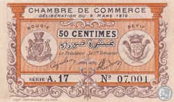 139-3- 9/3/1918 Bougie Sétif 50 cts Cdc Séries A.17