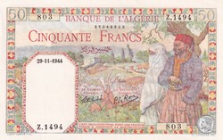 1944 Pick 87a 50 Franc algérien 803 Unc