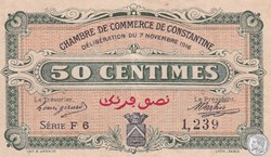 140-6- 7/11/1916 Constantine 50 Centimes Cdc Séries F6
