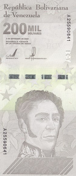 200.000 Bolívares  Banco Central de Venezuela  03.09.2020 Unc Pick