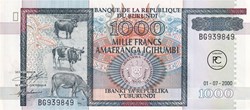 2000 Pick39c 1 000 FBu - Franc burundais Unc