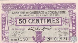 140-21- 3/11/1919 Constantine 50 Centimes Cdc Séries C10